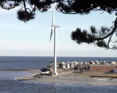 Vestas turbine at Hull Municipal Lighting Plant, Hull, Massachusetts