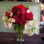 Simple elegance: white bouganvilla and Don Juan red roses Simple elegance: white bouganvilla and Don Juan red roses