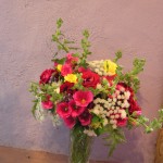 Using antique seed, Kate gorws old-fashioned flowers such as those in this bouquet: hollyhock, amni, and fresia brust in this bright fragrant spring bouquet that brings back memories of youth! Using antique seed, Kate gorws old-fashioned flowers such as those in this bouquet: hollyhock, amni, and fresia brust in this bright fragrant spring bouquet that brings back memories of youth!