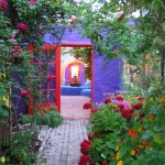 The pathway from the organic flower garden to the covered courtyard